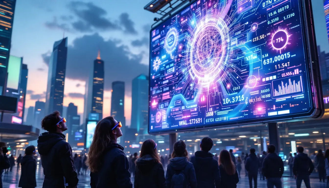 L'intelligence artificielle au cœur des nouvelles plateformes publicitaires, mettant en avant des éléments technologiques.